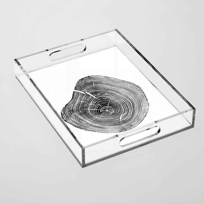 Loblolly Pine - Tree ring ink woodblock print Acrylic Tray Gallery Image 1