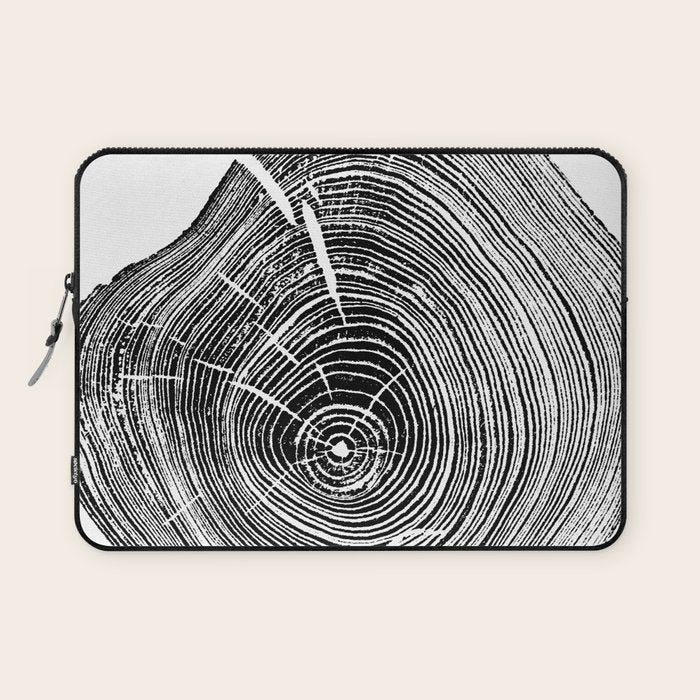 Loblolly Pine - Tree ring ink woodblock print Laptop Sleeve Gallery Image 1