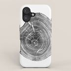 Loblolly Pine - Tree ring ink woodblock print iPhone Case Gallery Image 1