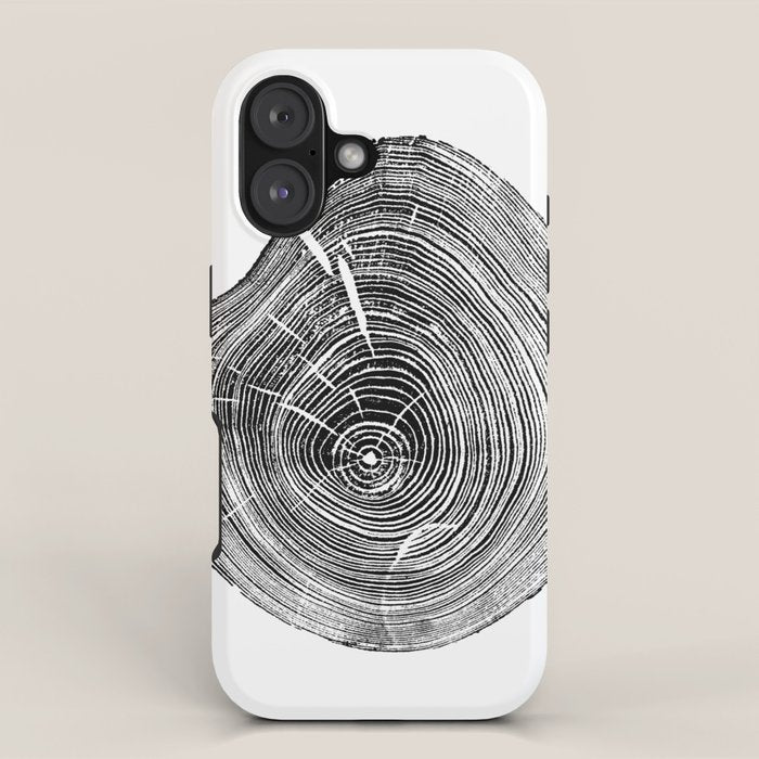 Loblolly Pine - Tree ring ink woodblock print iPhone Case Gallery Image 1