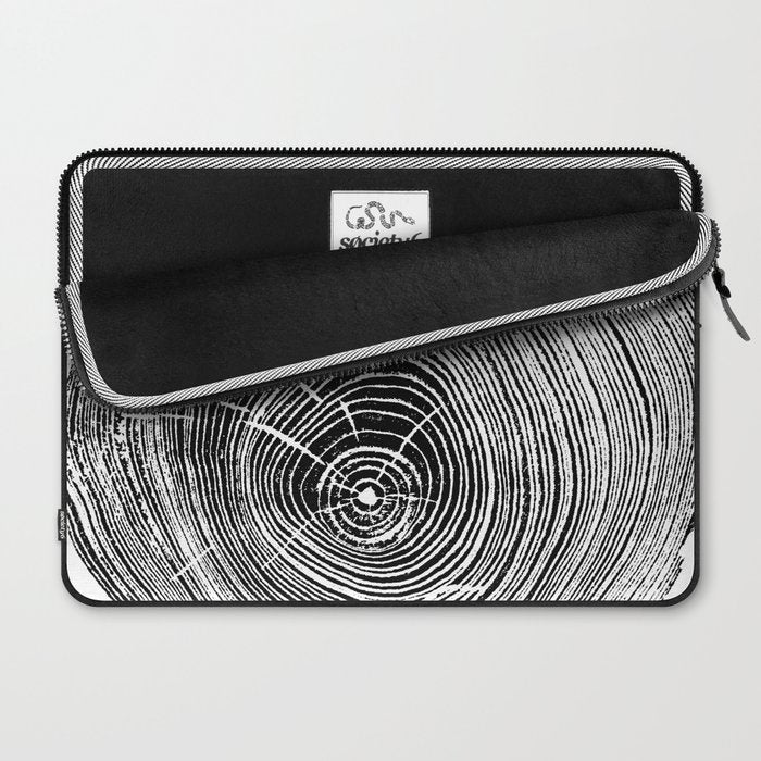 Loblolly Pine - Tree ring ink woodblock print Laptop Sleeve Gallery Image 2