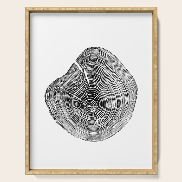 Loblolly Pine - Tree ring ink woodblock print Serving Tray Gallery Image 1
