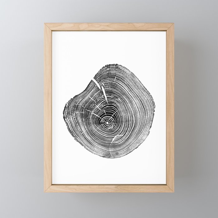 Loblolly Pine - Tree ring ink woodblock print Mini Art Print Gallery Image 1