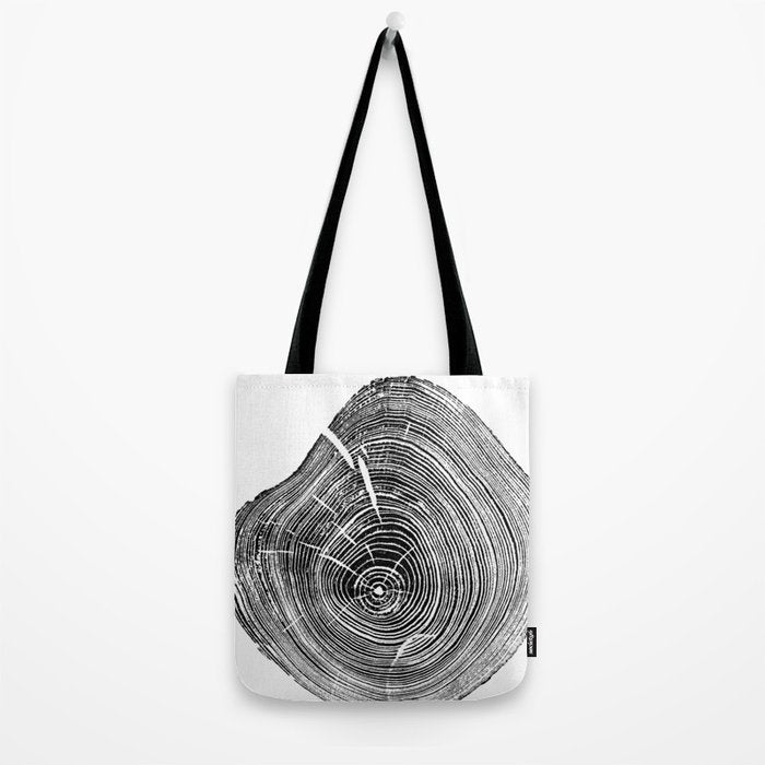 Loblolly Pine - Tree ring ink woodblock print Tote Bag Gallery Image 2