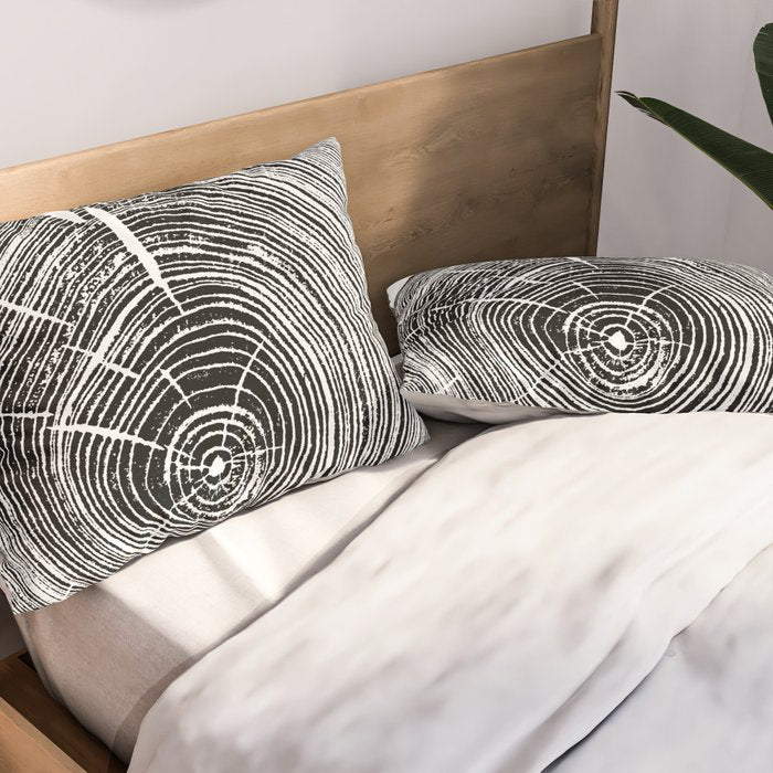 Loblolly Pine - Tree ring ink woodblock print Pillow Sham Gallery Image 2
