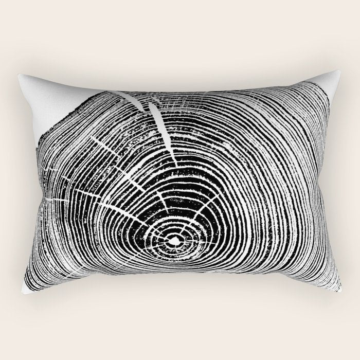 Loblolly Pine - Tree ring ink woodblock print Rectangular Pillow Gallery Image 2