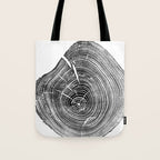 Loblolly Pine - Tree ring ink woodblock print Tote Bag Gallery Image 1