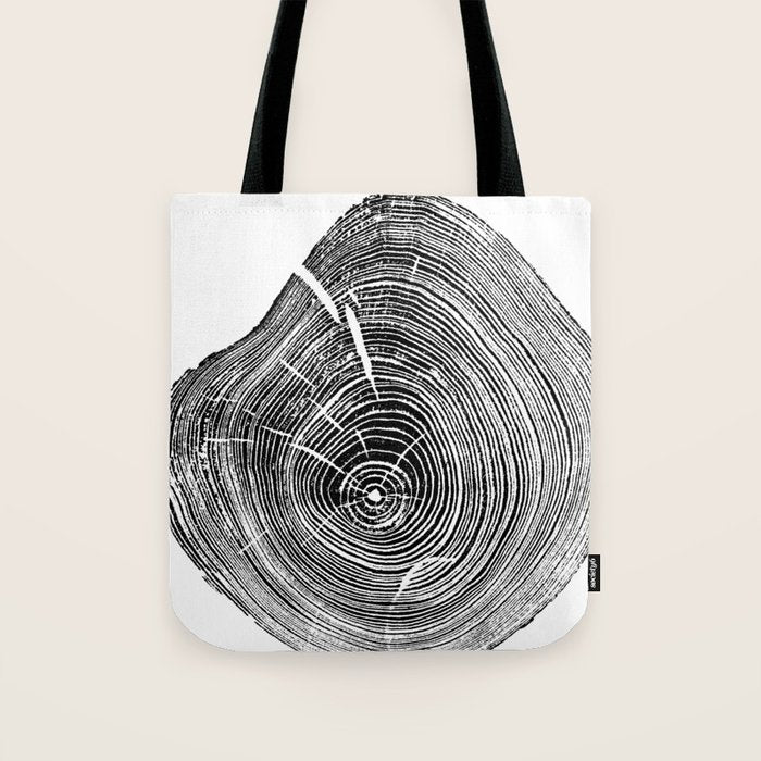 Loblolly Pine - Tree ring ink woodblock print Tote Bag Gallery Image 1