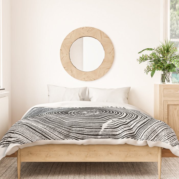 Loblolly Pine - Tree ring ink woodblock print Duvet Cover Gallery Image 3