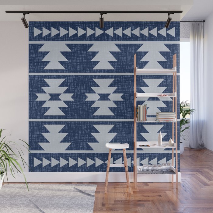 Southwestern Pattern 128 Indigo Blue Wall Mural Gallery Image 1