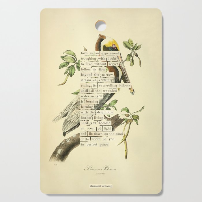 Bird Divinations: Brown Pelican (about: almanacofbirds.org) Cutting Board Gallery Image 1