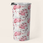 Vintage Striped Pink Floral Pattern Travel Mug Gallery Image 3