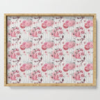 Vintage Striped Pink Floral Pattern Serving Tray Gallery Image 1