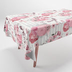 Vintage Striped Pink Floral Pattern Tablecloth Gallery Image 1