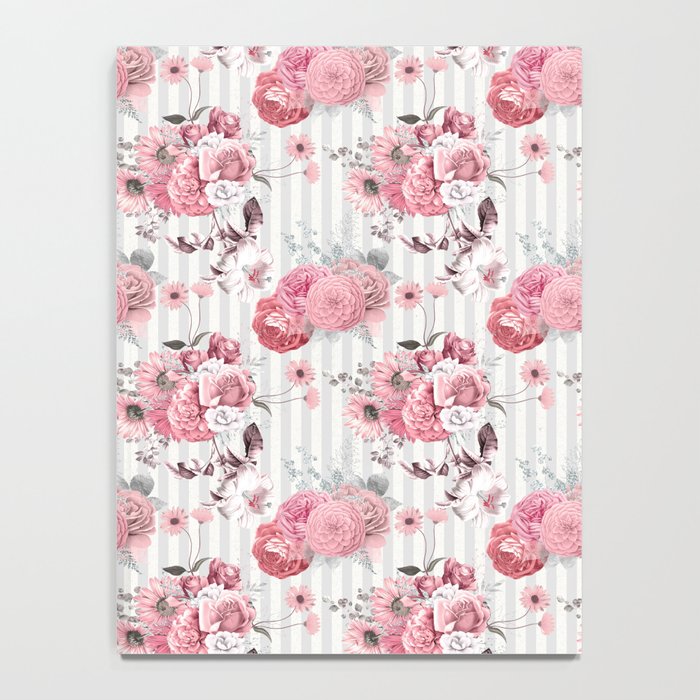 Vintage Striped Pink Floral Pattern Notebook Gallery Image 4