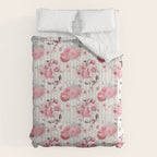 Vintage Striped Pink Floral Pattern Duvet Cover Gallery Image 6