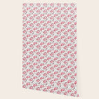 Vintage Striped Pink Floral Pattern Wallpaper Gallery Image 2