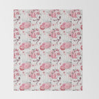Vintage Striped Pink Floral Pattern Throw Blanket Gallery Image 2