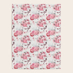 Vintage Striped Pink Floral Pattern Poster Gallery Image 4