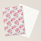 Vintage Striped Pink Floral Pattern Stationery Card Gallery Image 2