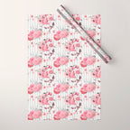 Vintage Striped Pink Floral Pattern Wrapping Paper Gallery Image 1