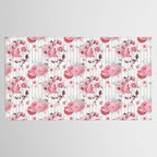 Vintage Striped Pink Floral Pattern Tablecloth Gallery Image 2
