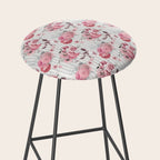 Vintage Striped Pink Floral Pattern Stool Gallery Image 2