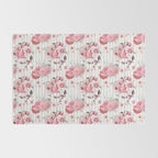 Vintage Striped Pink Floral Pattern Rug Gallery Image 2