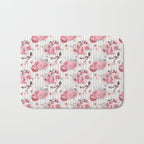 Vintage Striped Pink Floral Pattern Bath Mat Gallery Image 1