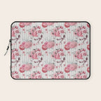 Vintage Striped Pink Floral Pattern Laptop Sleeve Gallery Image 1