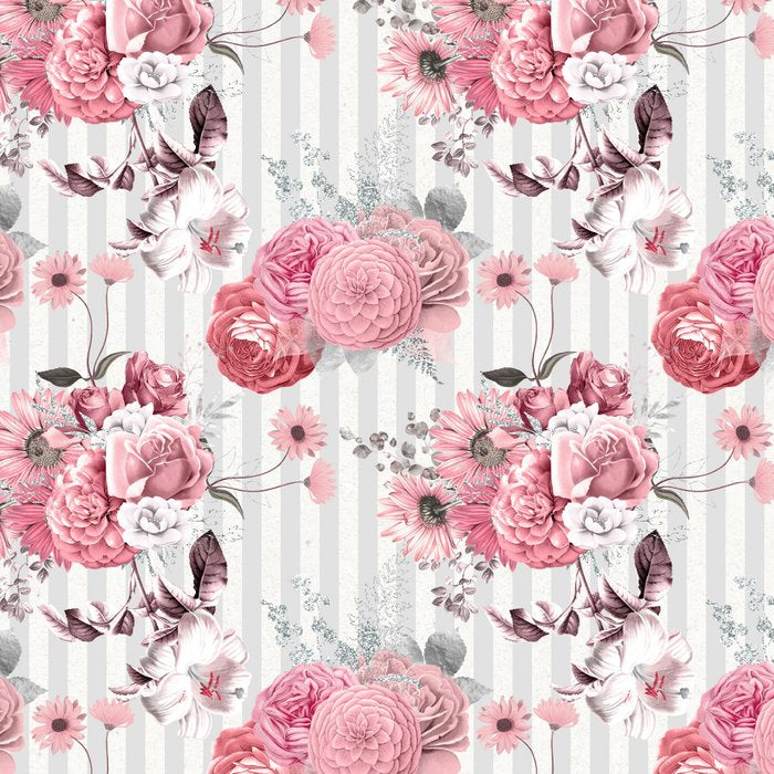 Vintage Striped Pink Floral Pattern Coffee Mug Gallery Image 2