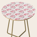 Vintage Striped Pink Floral Pattern Side Table Gallery Image 2