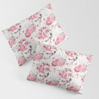 Vintage Striped Pink Floral Pattern Pillow Sham Gallery Image 3