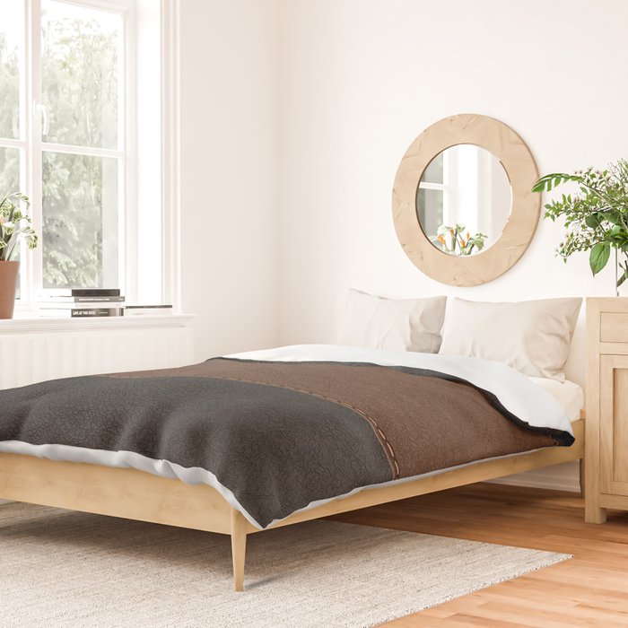 Image of a Brown & Black Stitched Leather Image Duvet Cover Gallery Image 2