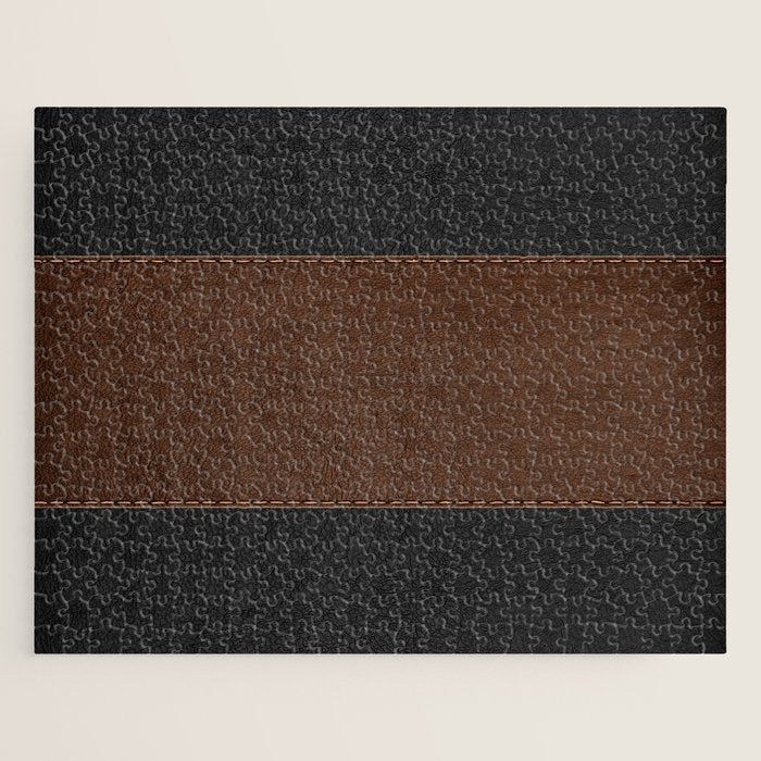 Image of a Brown & Black Stitched Leather Image Jigsaw Puzzle Gallery Image 1