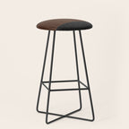 Image of a Brown & Black Stitched Leather Image Stool Gallery Image 1