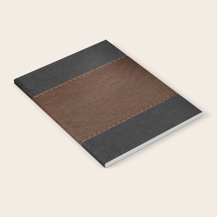 Image of a Brown & Black Stitched Leather Image Notebook Gallery Image 2