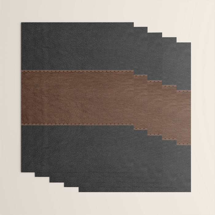 Image of a Brown & Black Stitched Leather Image Wrapping Paper Gallery Image 3