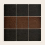 Image of a Brown & Black Stitched Leather Image Wood Wall Art Gallery Image 1