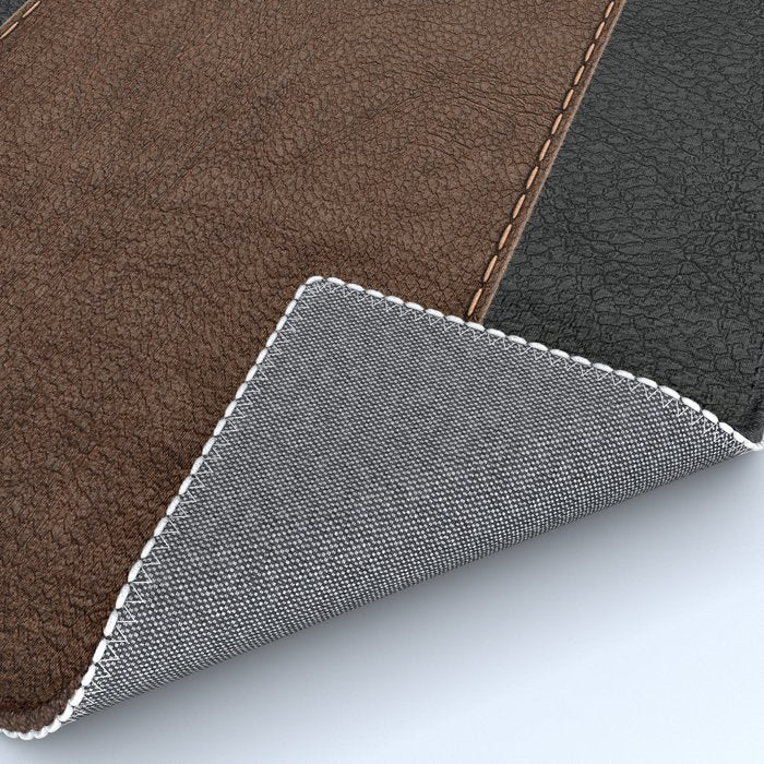 Image of a Brown & Black Stitched Leather Image Rug Gallery Image 4