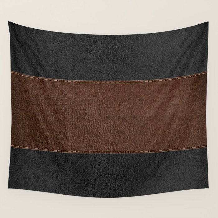 Image of a Brown & Black Stitched Leather Image Wall Tapestry Gallery Image 4