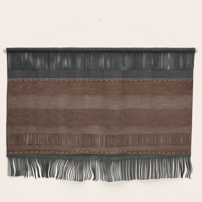 Image of a Brown & Black Stitched Leather Image Wall Hanging Gallery Image 1