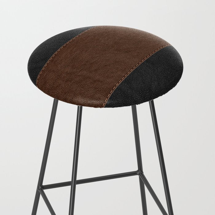 Image of a Brown & Black Stitched Leather Image Stool Gallery Image 2