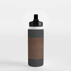 Image of a Brown & Black Stitched Leather Image Water Bottle Gallery Image 2