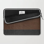 Image of a Brown & Black Stitched Leather Image Laptop Sleeve Gallery Image 2