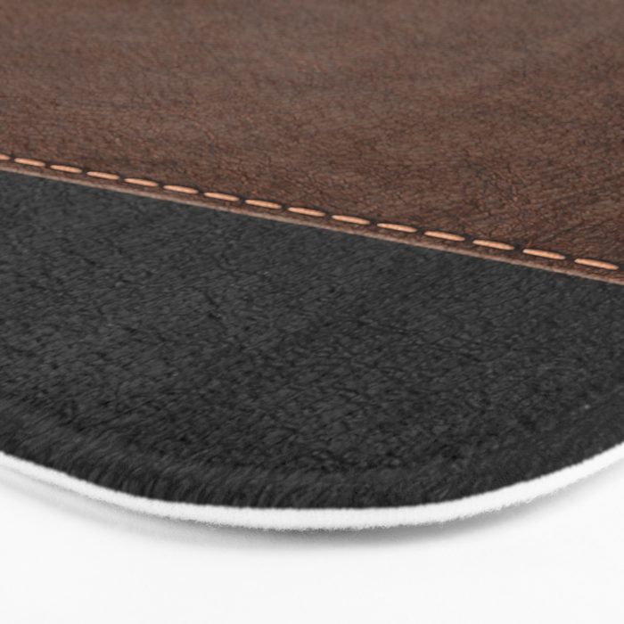 Image of a Brown & Black Stitched Leather Image Bath Mat Gallery Image 3