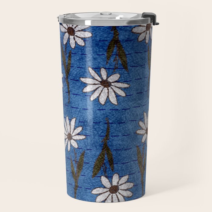 Vibrant Daisies on Cobalt  Travel Mug Gallery Image 2
