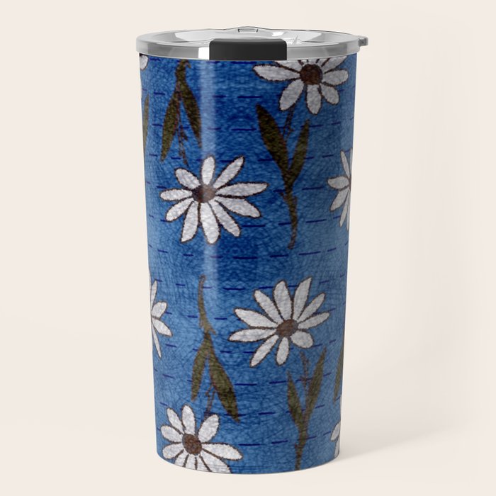 Vibrant Daisies on Cobalt  Travel Mug Gallery Image 1