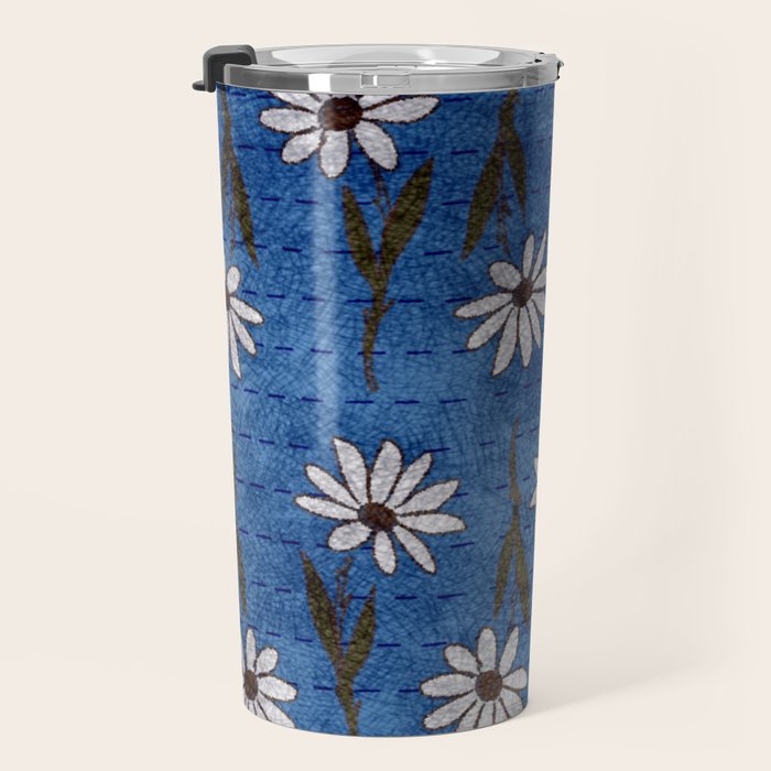 Vibrant Daisies on Cobalt  Travel Mug Gallery Image 3