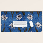Vibrant Daisies on Cobalt  Desk Mat Gallery Image 1